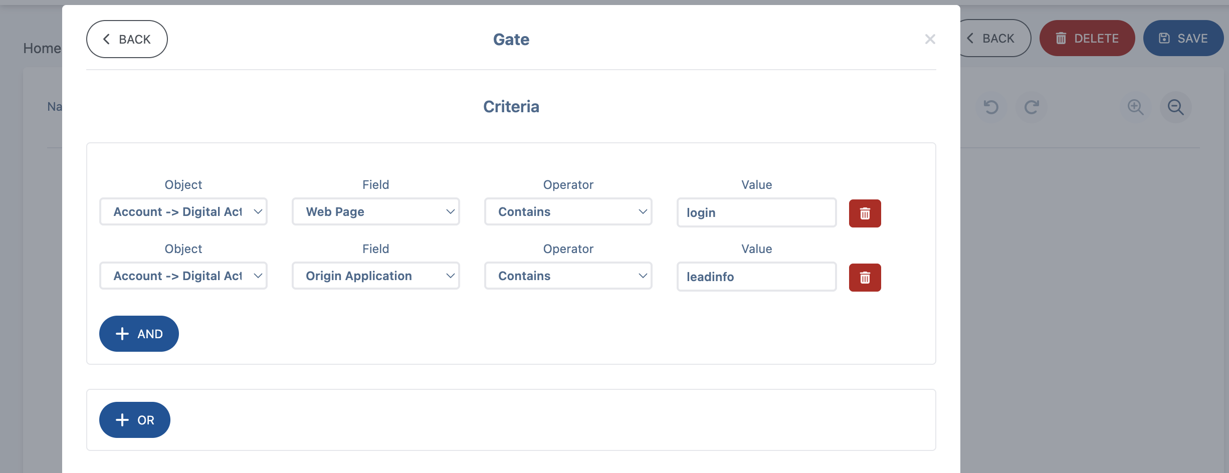 Edit criteria